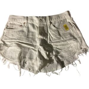 NWT We The Free White Denim Distressed Shorts